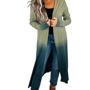 Umgee Ombre Green and Blue Long Cardigan/Duster NWT